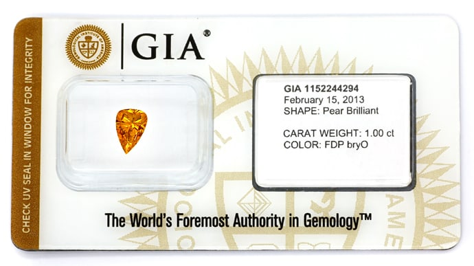 Foto 1 - Tropfen Diamant 1,00ct Natural Orange GIA Zertifikat, D6837