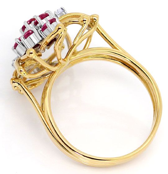Foto 3 - Handarbeits-Gold-Ring mit Diamanten und Spitzen Rubinen, S3356