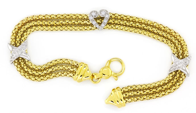 Foto 1 - Gold-Armband Diamanten-Weißgold-Applikationen, S5526