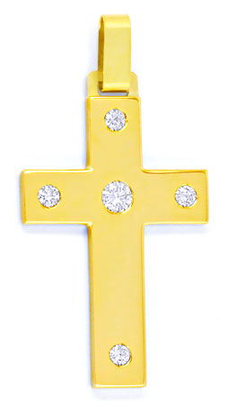 Foto 1 - Brillant-Gold Kreuz Anhänger 1,00 Brillanten, S6176