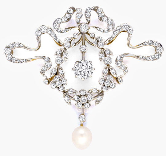 Foto 2 - Jugendstil Collier Brosche 2,7 Diamanten-Perlen Schmuck, S6914