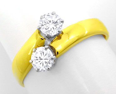Foto 1 - Damen Ring, 2 Spitzen Solitäre, 14K Bicolor, S8637