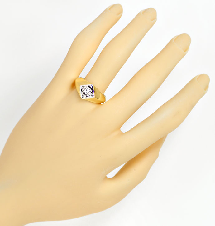 Foto 4 - Massiver Gold-Ring mit 0,15ct Brillant in 585er Bicolor, S9676